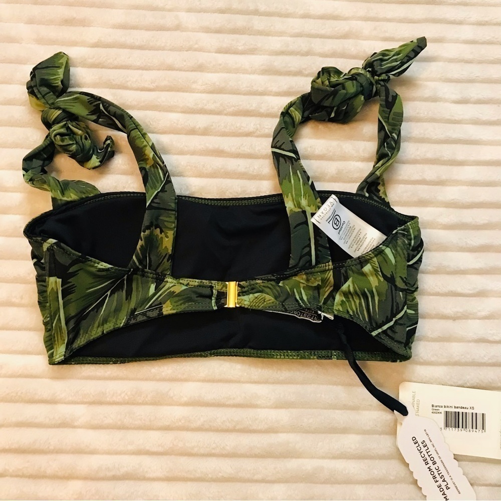 Nwt Under Protection Bianca Bikini Bandeau Swimsuit Top Green Leaf Print Size Xs — image 8 of 8